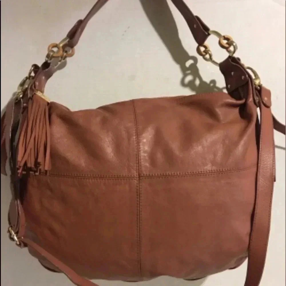 Jenrigo Pale Pink Leather Hobo Handbag